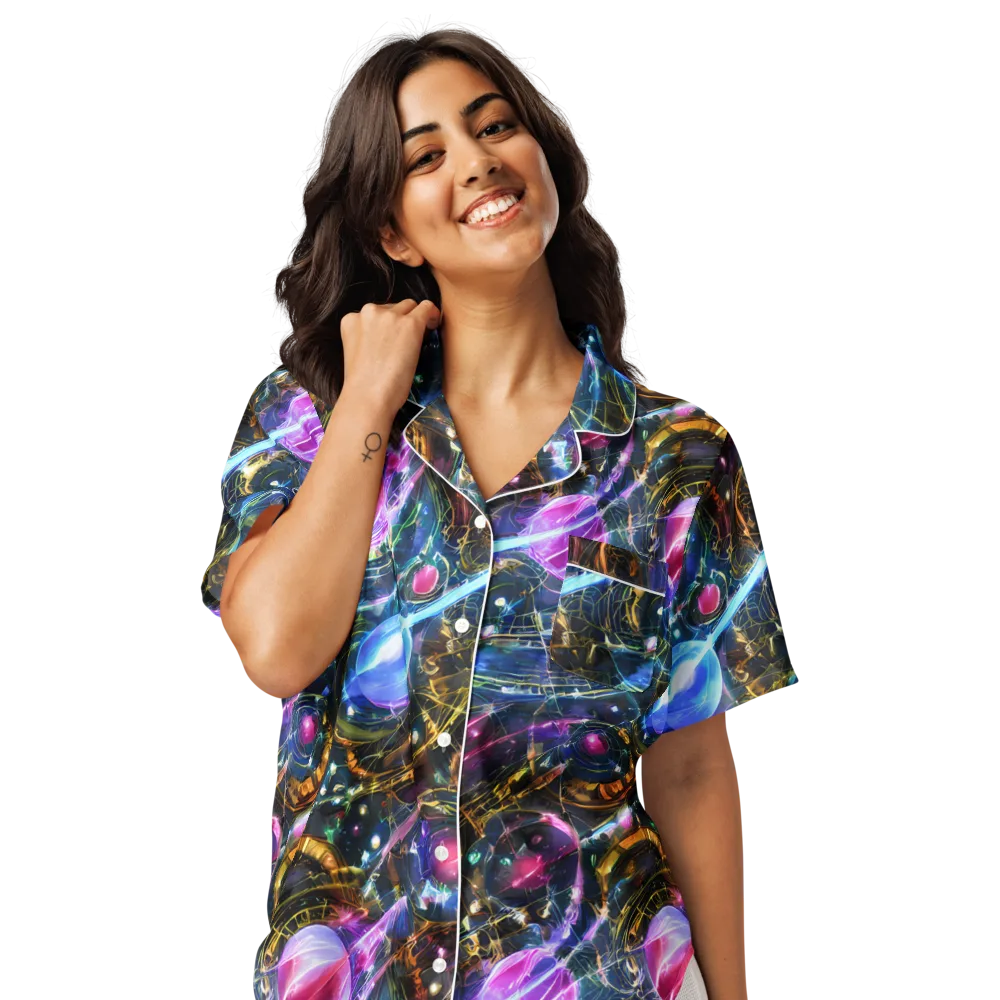 Starlit Kelp on Women's Short Sleeve Pajama Top — Front