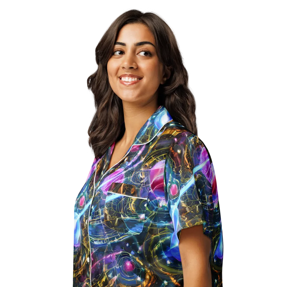 Starlit Kelp on Women's Short Sleeve Pajama Top — Left Front