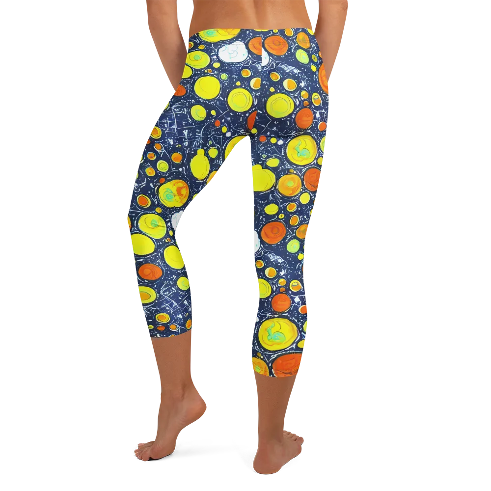 Citrus Cosmos on Capri Leggings — Back