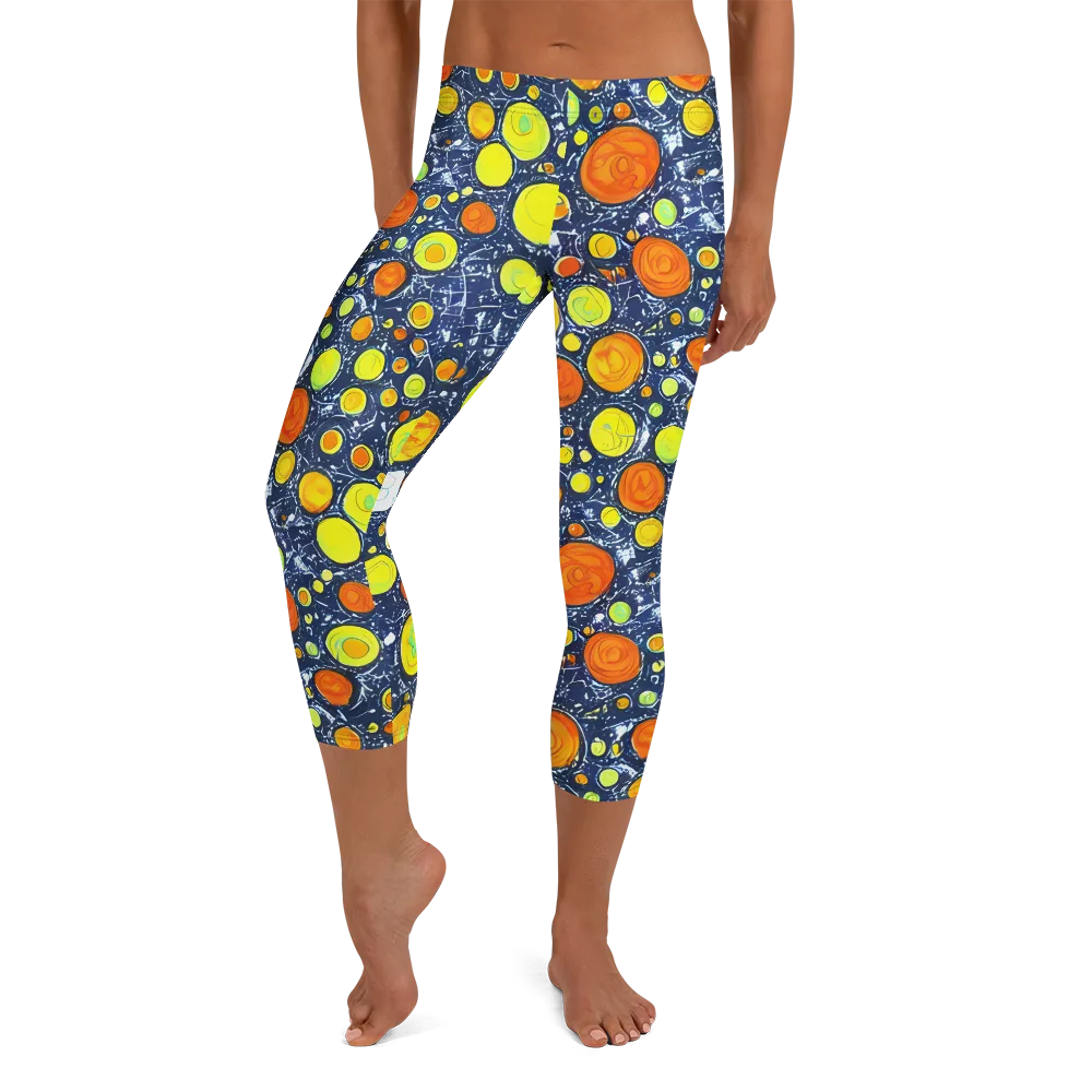 Citrus Cosmos on Capri Leggings — Front