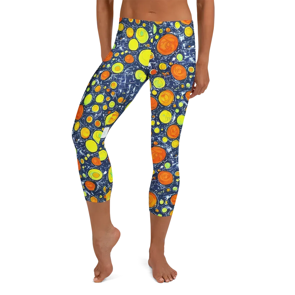 Citrus Cosmos on Capri Leggings — Front