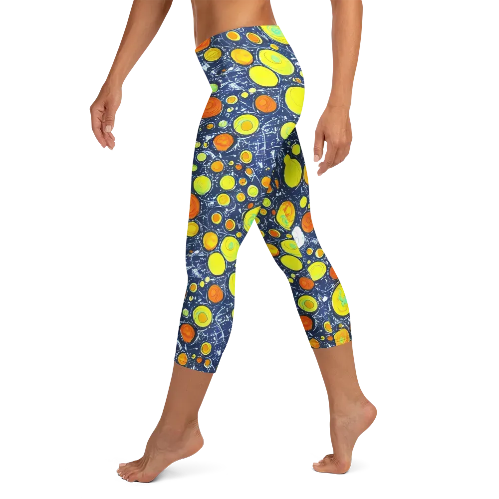 Citrus Cosmos on Capri Leggings — Left