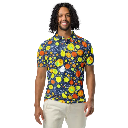 Citrus Cosmos on a Men's Slim Fit Polo Shirt
