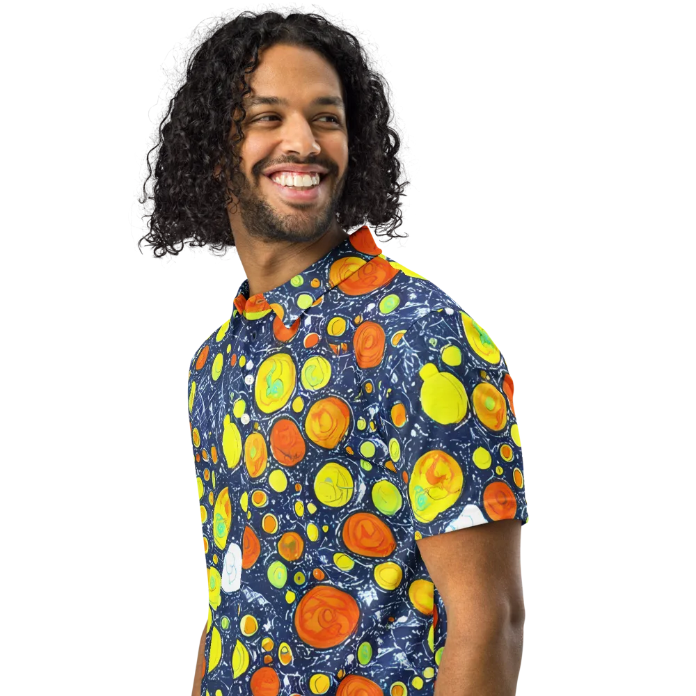 Citrus Cosmos on Men's Slim Fit Polo Shirt — Left Front