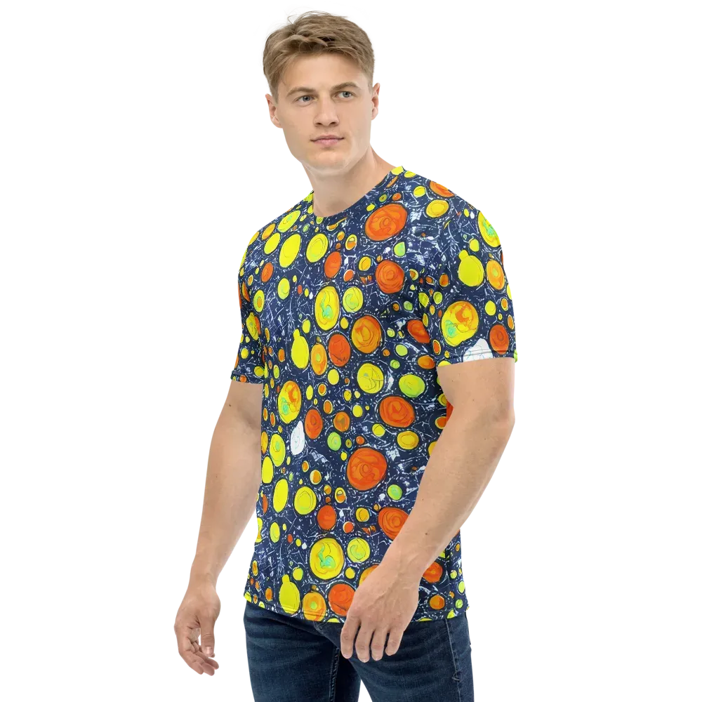 Citrus Cosmos on Men's Crew Neck T-Shirt — Left