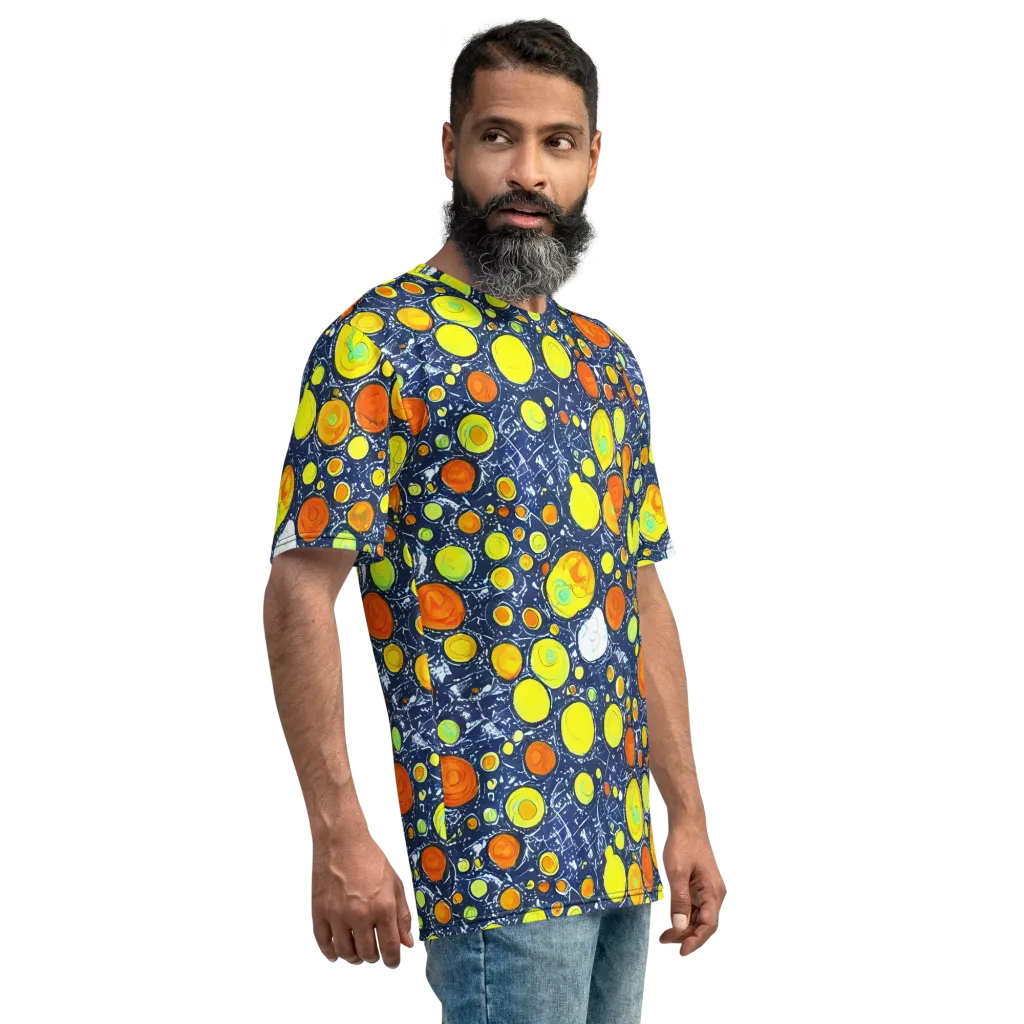 Citrus Cosmos on Men's Crew Neck T-Shirt — Right