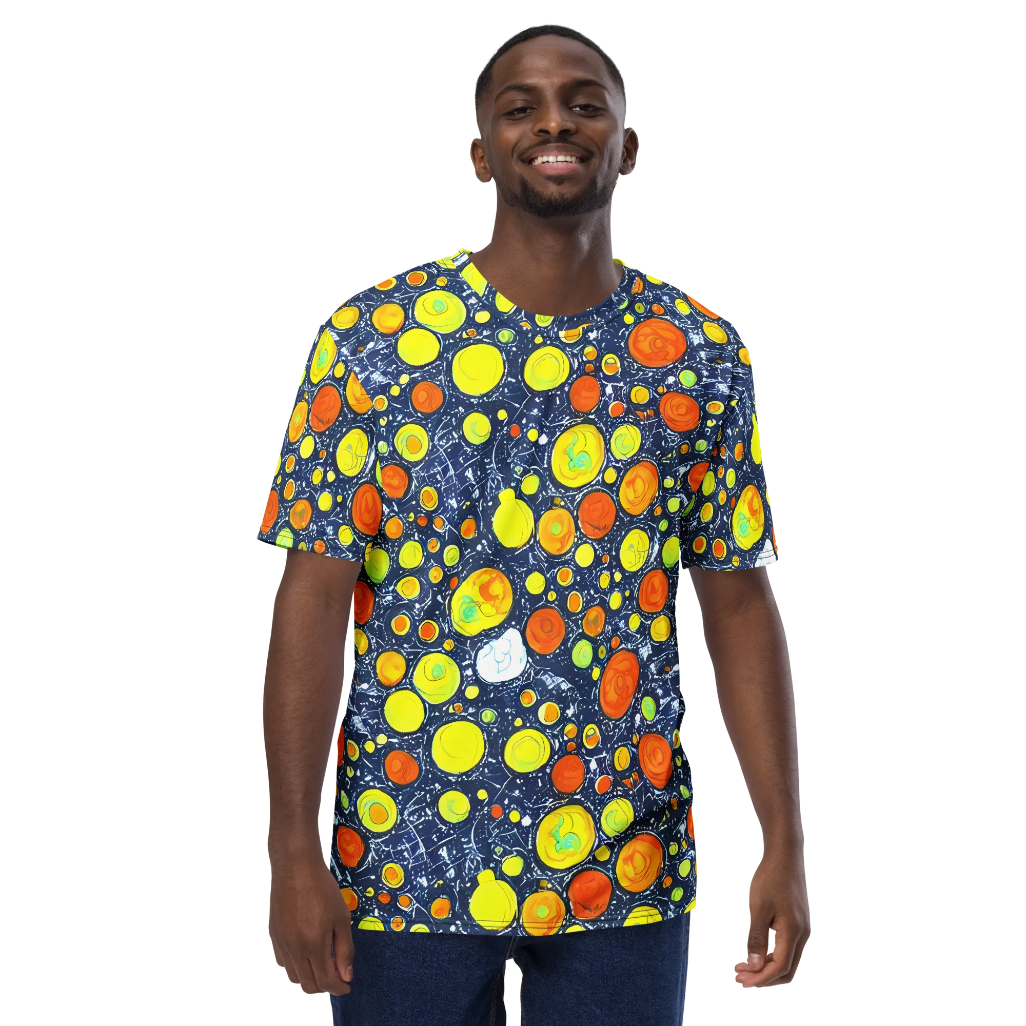 Citrus Cosmos on Men's Crew Neck T-Shirt — Front