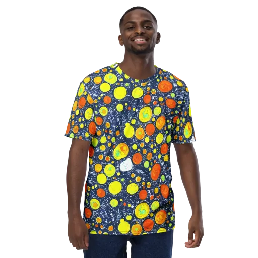 Citrus Cosmos on a Men's Crew Neck T-Shirt