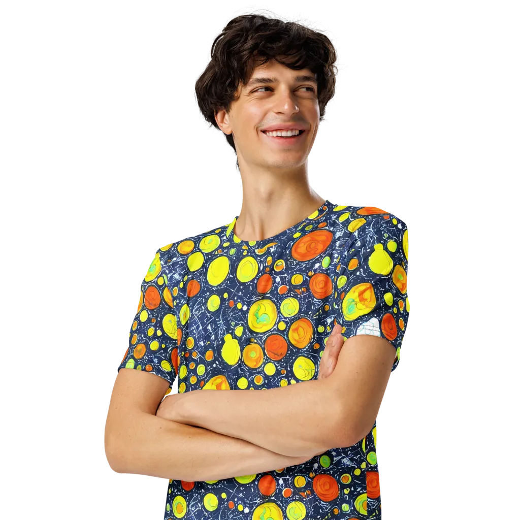 Citrus Cosmos on Men's Crew Neck T-Shirt — Left Front