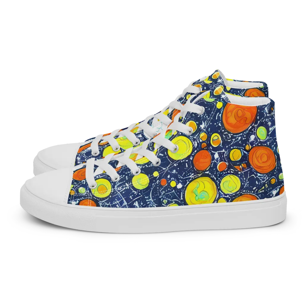Citrus Cosmos on Men's High Top Canvas Shoes — Left