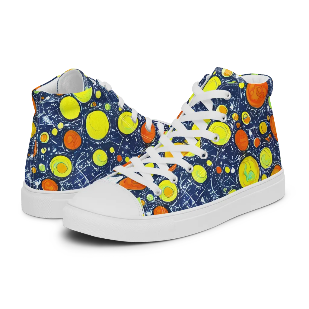 Citrus Cosmos on Men's High Top Canvas Shoes — Left