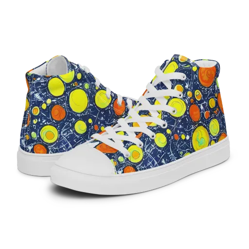 Citrus Cosmos on a Men's High Top Canvas Shoes