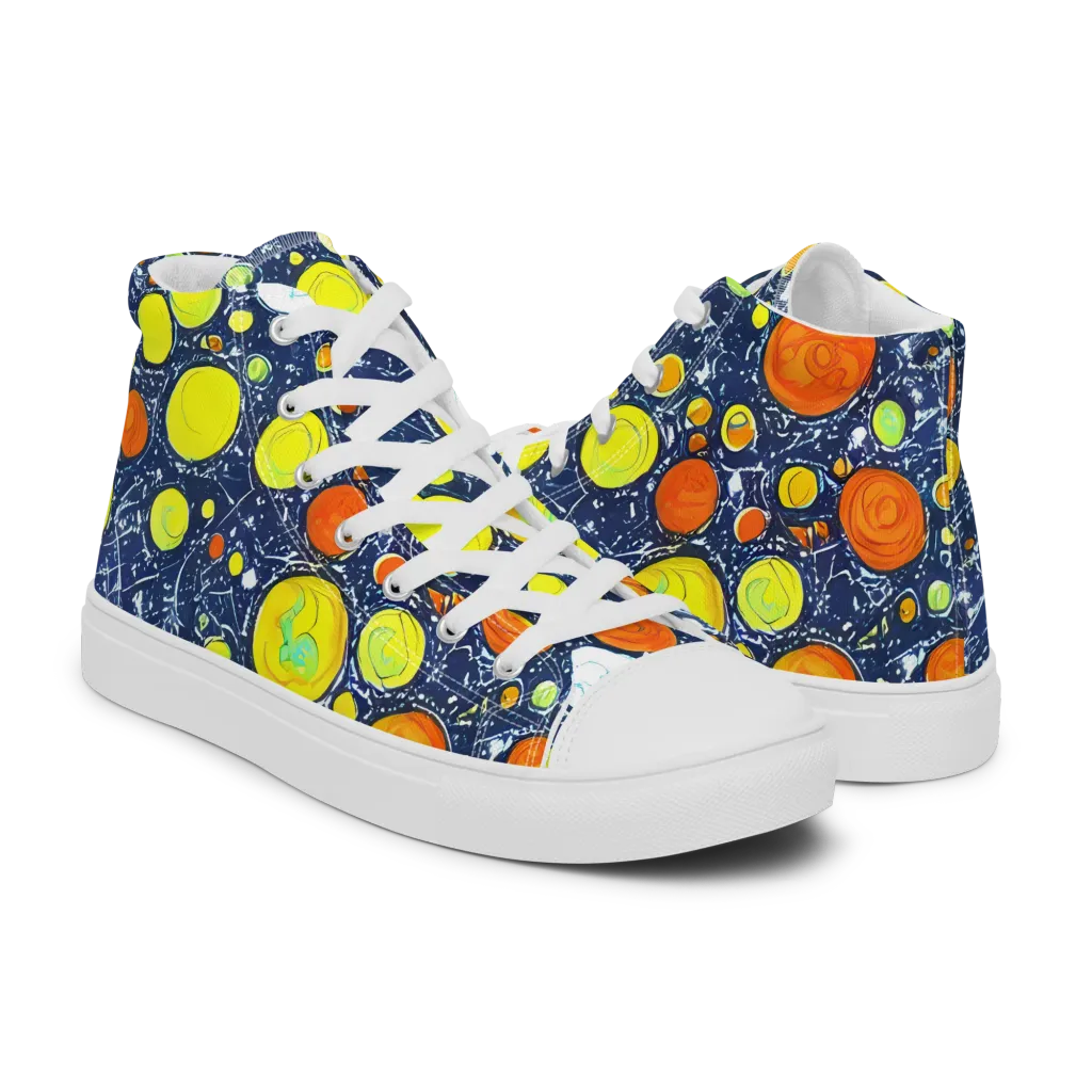 Citrus Cosmos on Men's High Top Canvas Shoes — Right