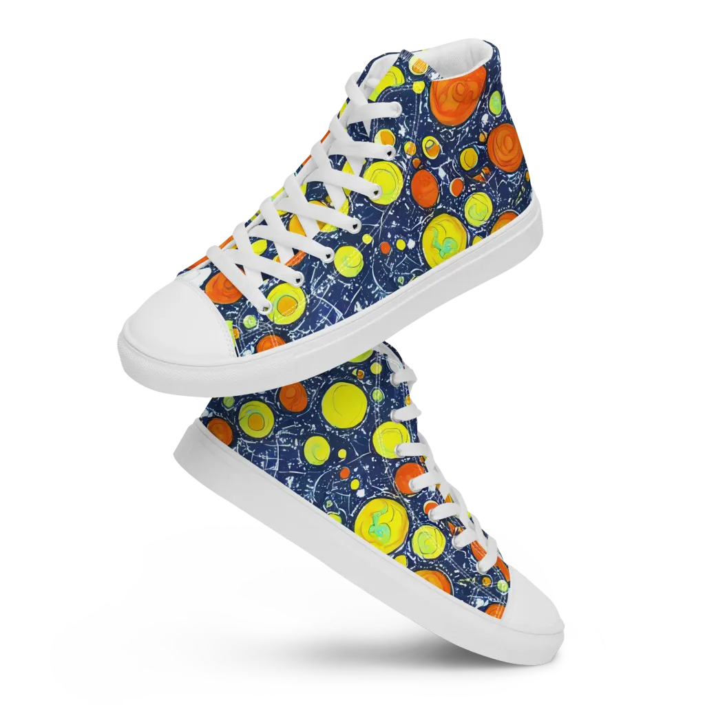 Citrus Cosmos on Men's High Top Canvas Shoes — Front
