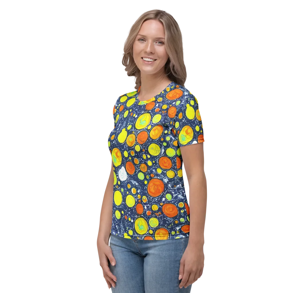 Citrus Cosmos on Women's Crew Neck T-Shirt — Left