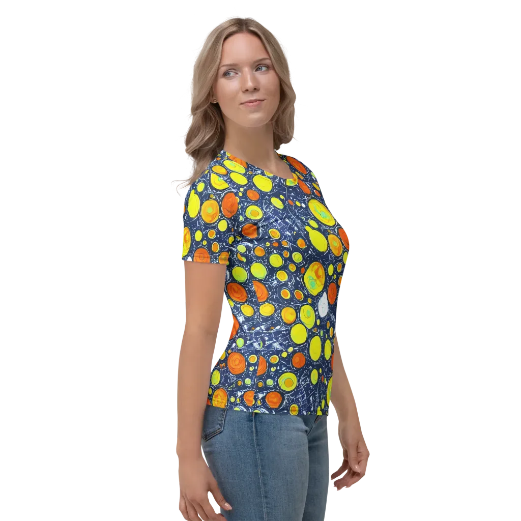 Citrus Cosmos on Women's Crew Neck T-Shirt — Right