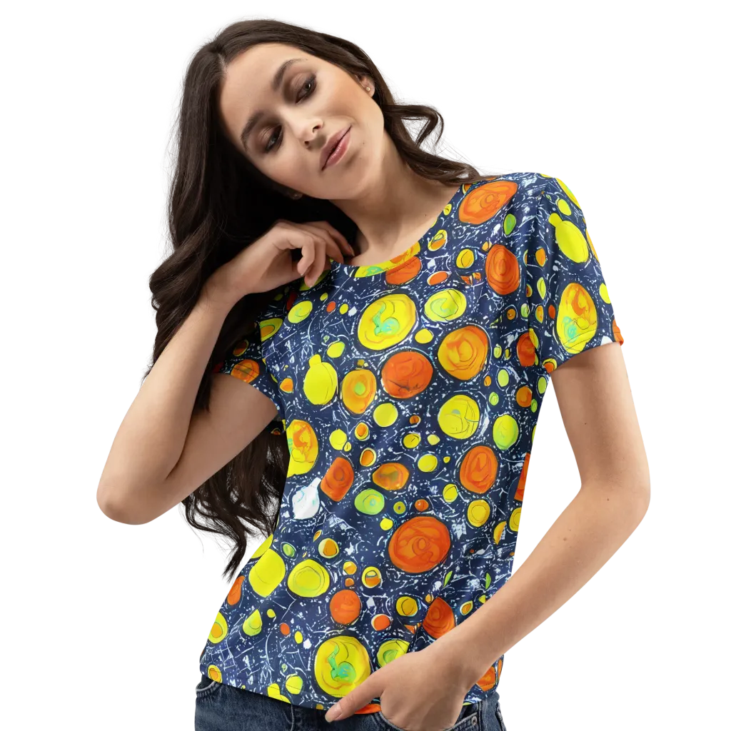 Citrus Cosmos on Women's Crew Neck T-Shirt — Left Front