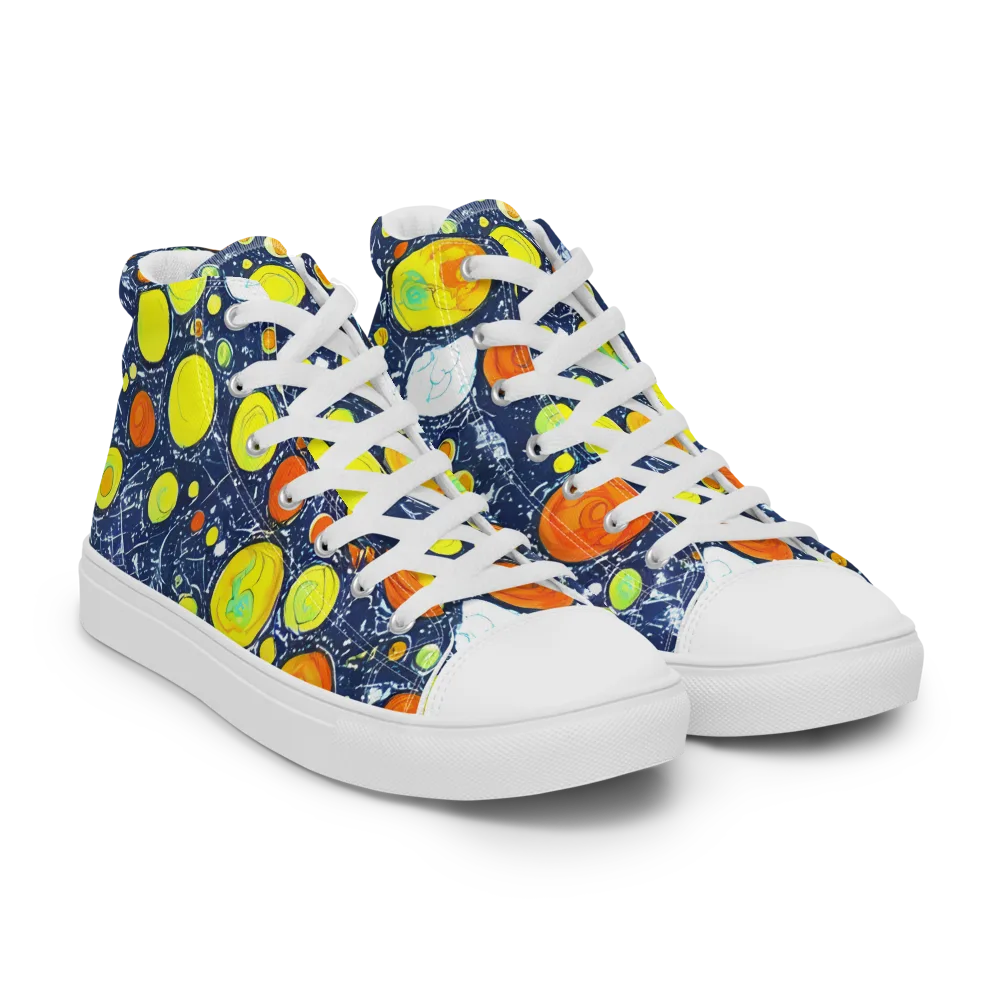 Citrus Cosmos on Women's High Top Canvas Shoes — Right Front