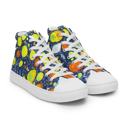 Citrus Cosmos on a Women's High Top Canvas Shoes