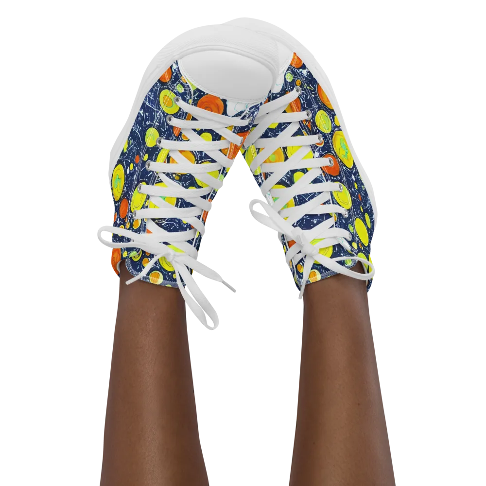 Citrus Cosmos on Women's High Top Canvas Shoes — Front