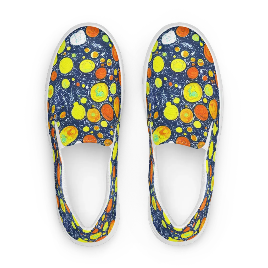Citrus Cosmos on Men's Slip-On Canvas Shoes — Front