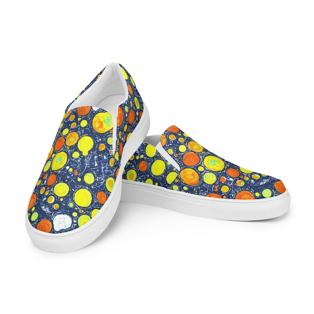 Citrus Cosmos on Men's Slip-On Canvas Shoes — Left Front