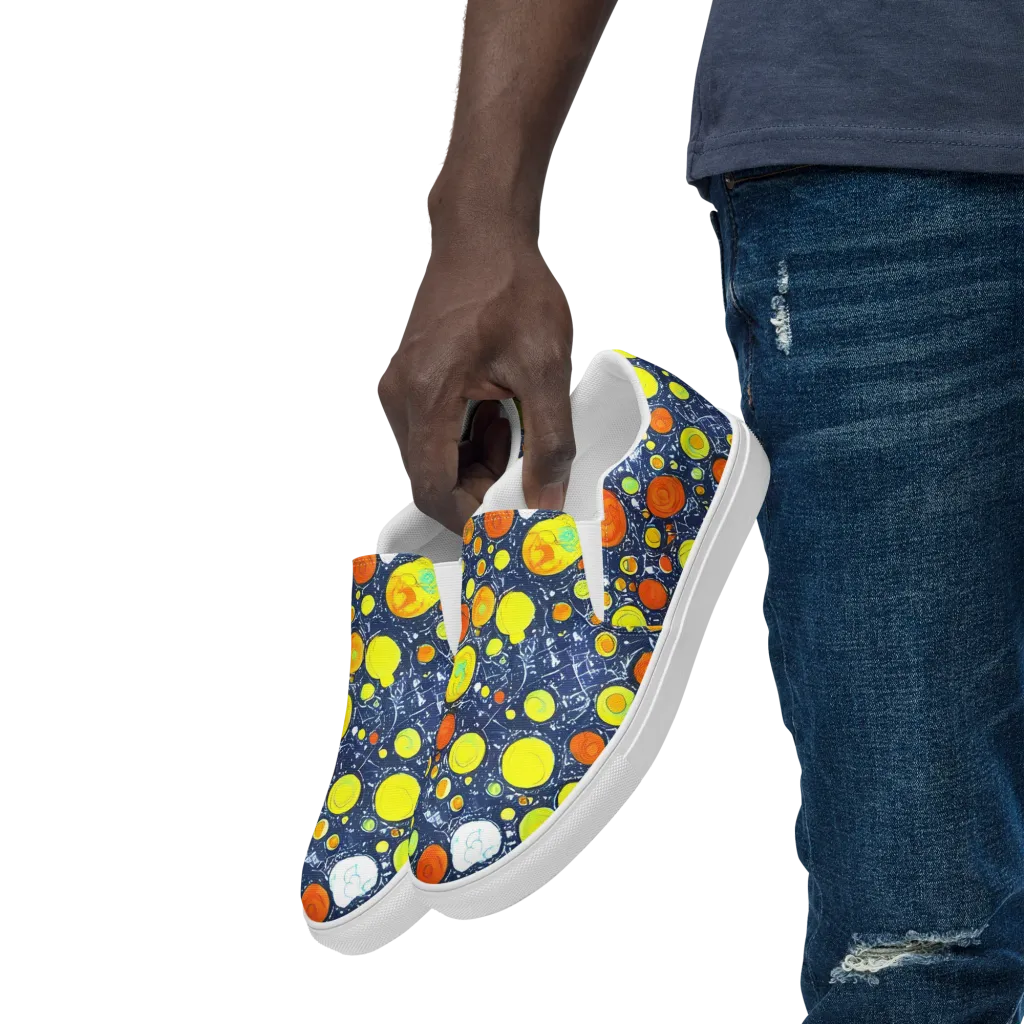 Citrus Cosmos on Men's Slip-On Canvas Shoes — Left Front