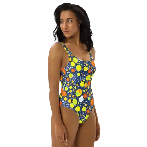 Citrus Cosmos on a One-Piece Swimsuit