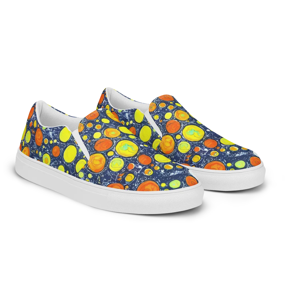 Citrus Cosmos on Women's Slip-On Canvas Shoes — Right Front