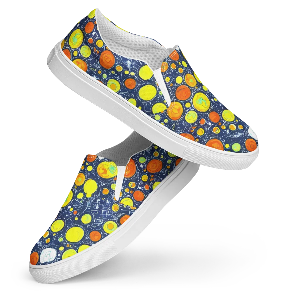 Citrus Cosmos on Women's Slip-On Canvas Shoes — Front