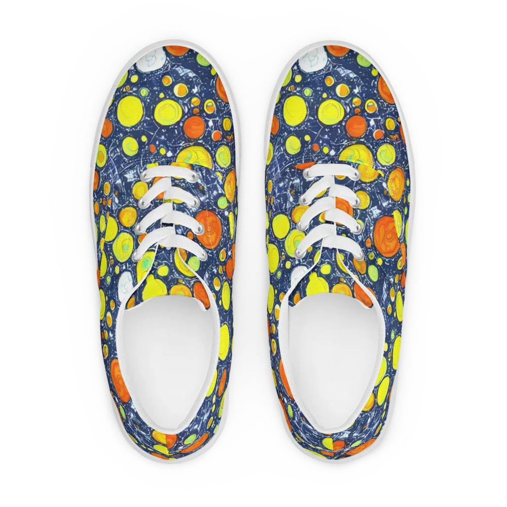 Citrus Cosmos on Men's Lace-Up Canvas Shoes — Front