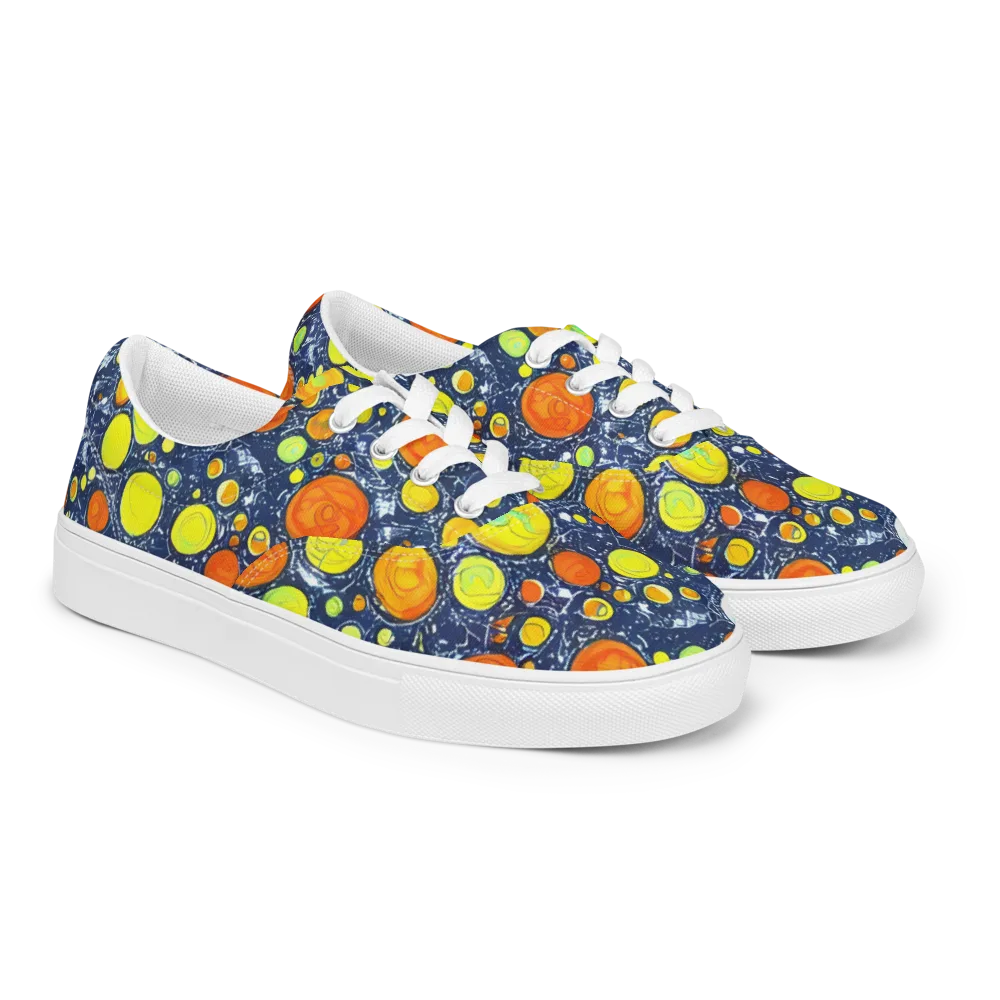 Citrus Cosmos on Men's Lace-Up Canvas Shoes — Right Front