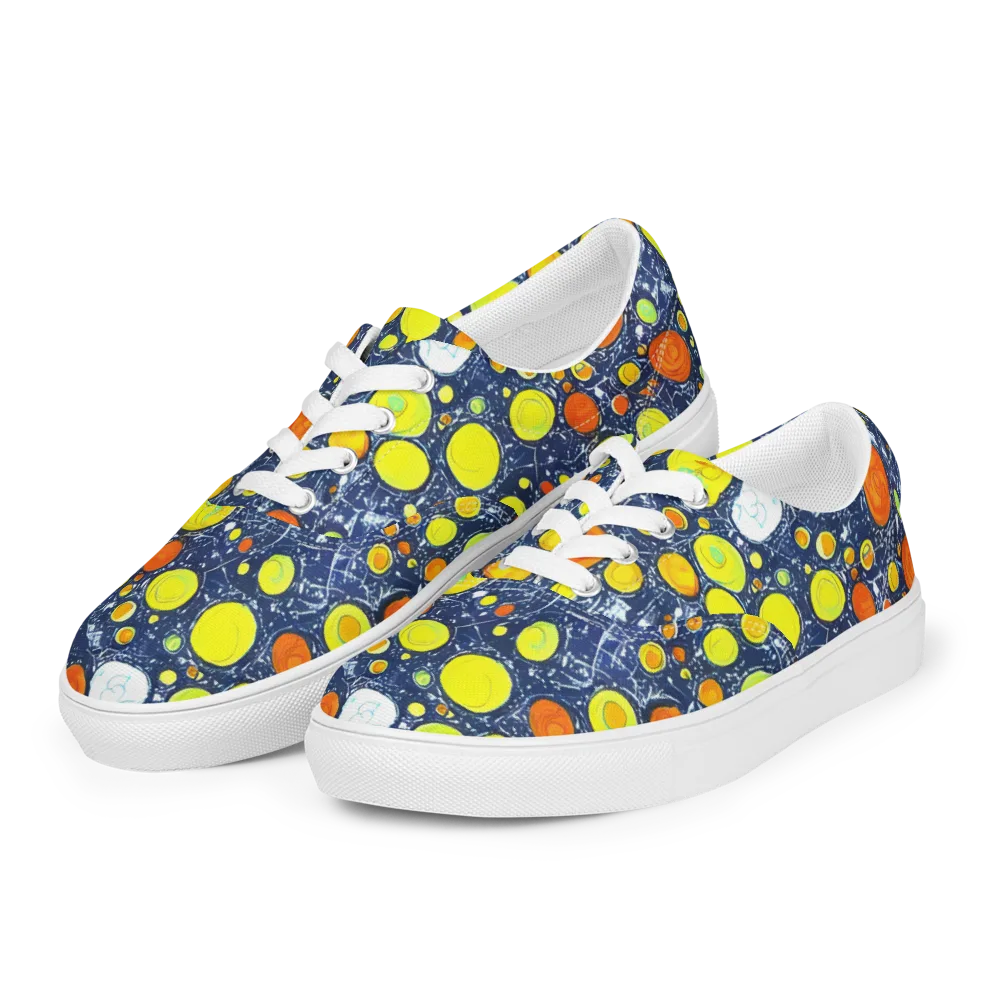 Citrus Cosmos on Men's Lace-Up Canvas Shoes — Left Front