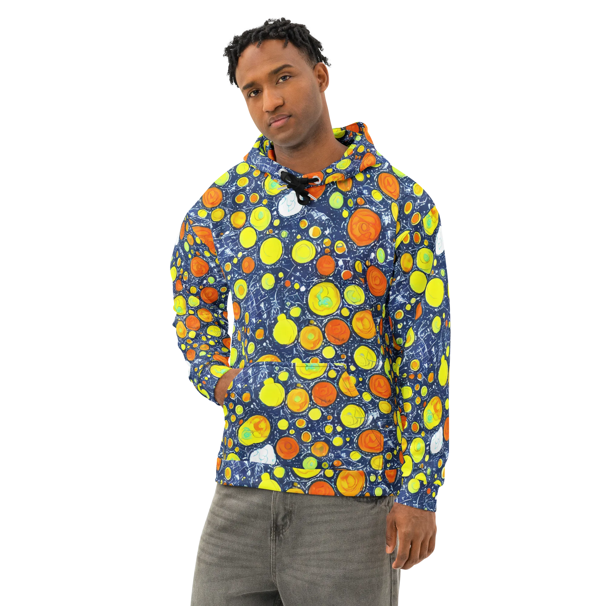Citrus Cosmos on Cotton Hoodie — Left Front