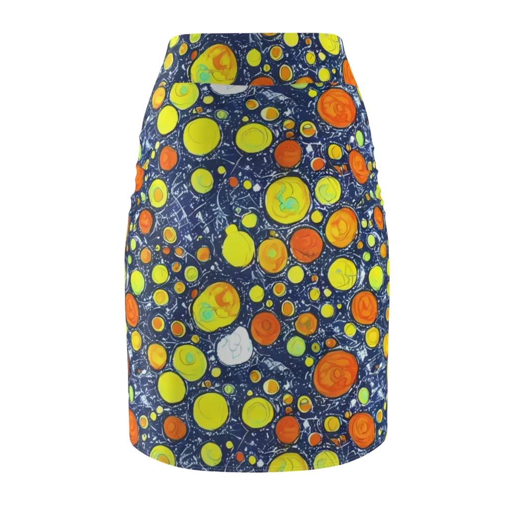 Citrus Cosmos on Pencil Skirt — Back