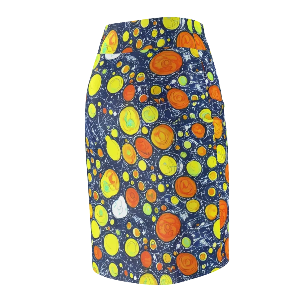 Citrus Cosmos on Pencil Skirt — Back Side