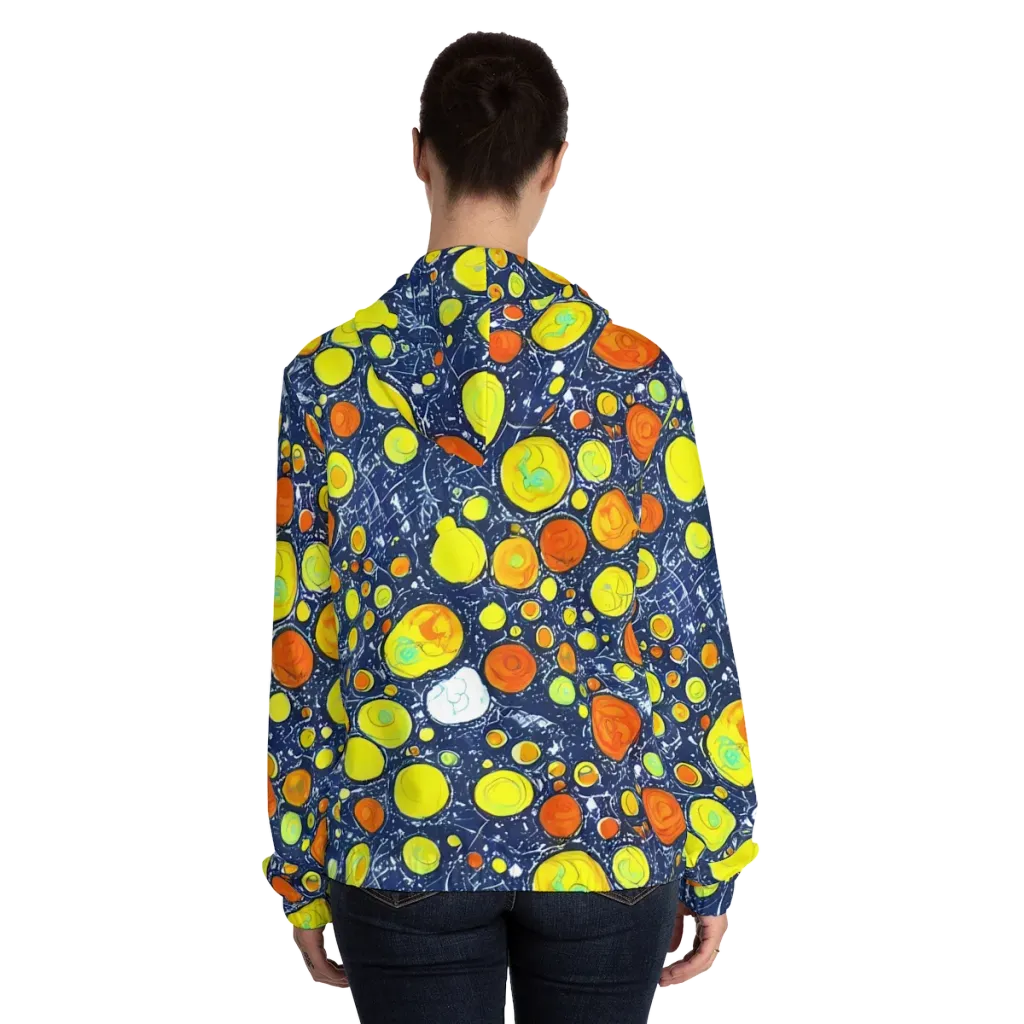 Citrus Cosmos on Women's Full-Zip Hoodie — Back On Person