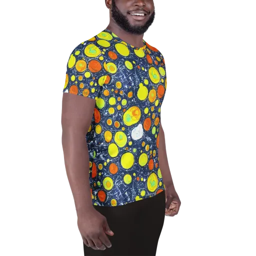 Citrus Cosmos on a Men's Athletic T-Shirt
