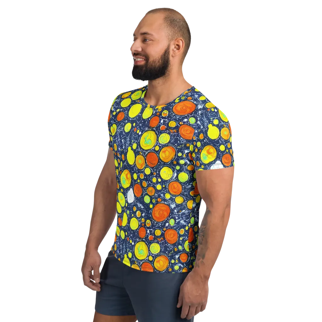 Citrus Cosmos on Men's Athletic T-Shirt — Left
