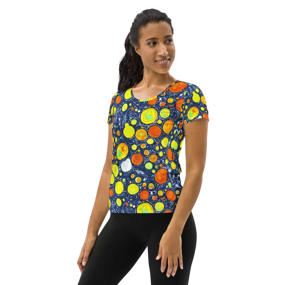 Citrus Cosmos on Women's Athletic T-Shirt — Left