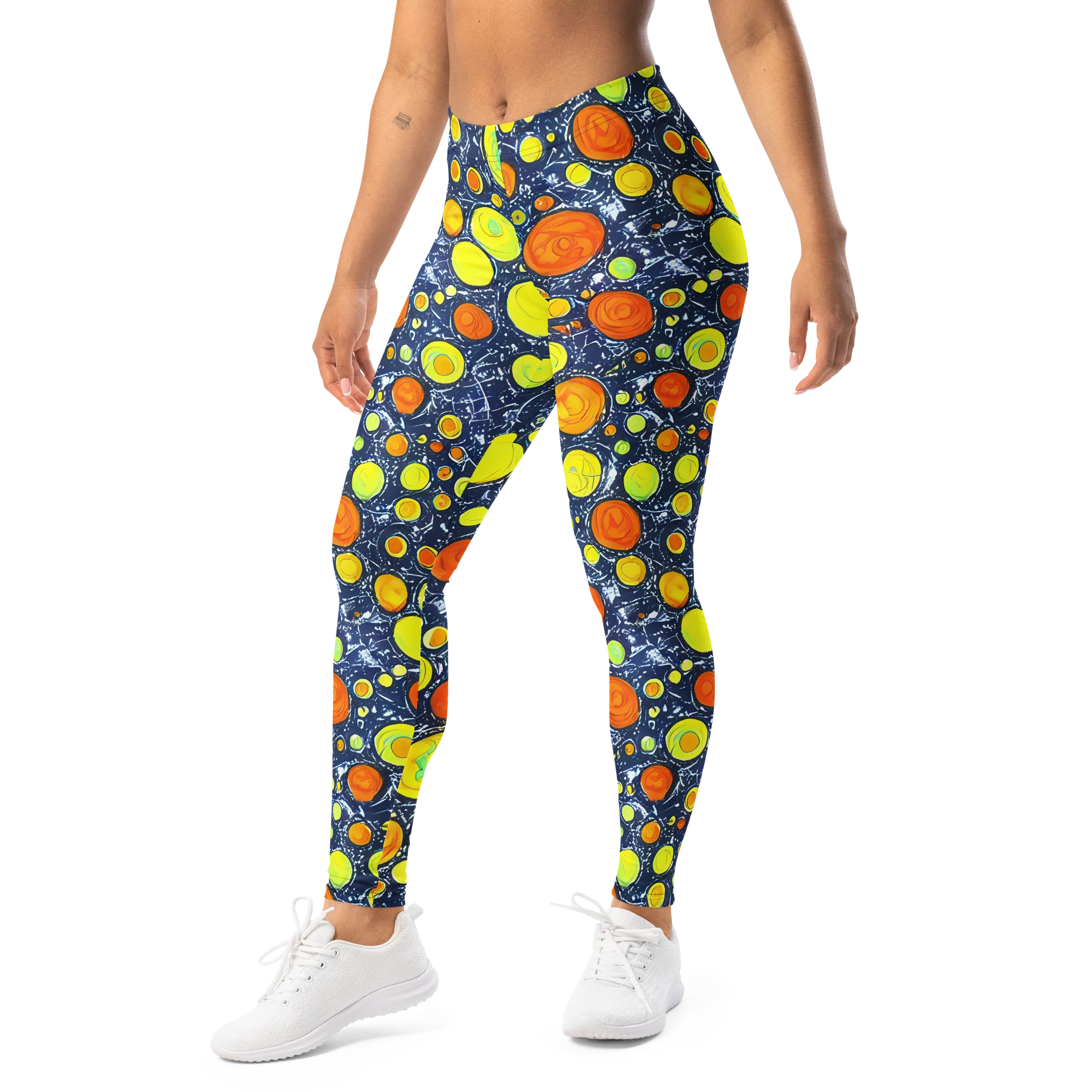 Citrus Cosmos on Leggings — Left Front