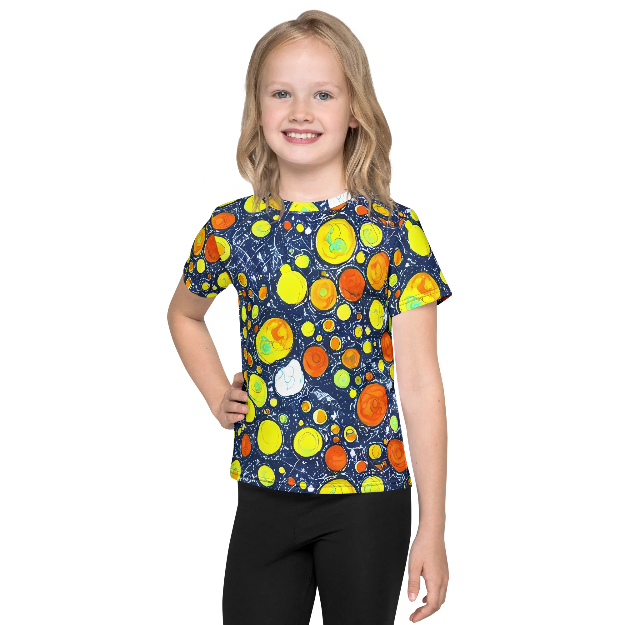 Citrus Cosmos on Kids Crew Neck T-Shirt — Front