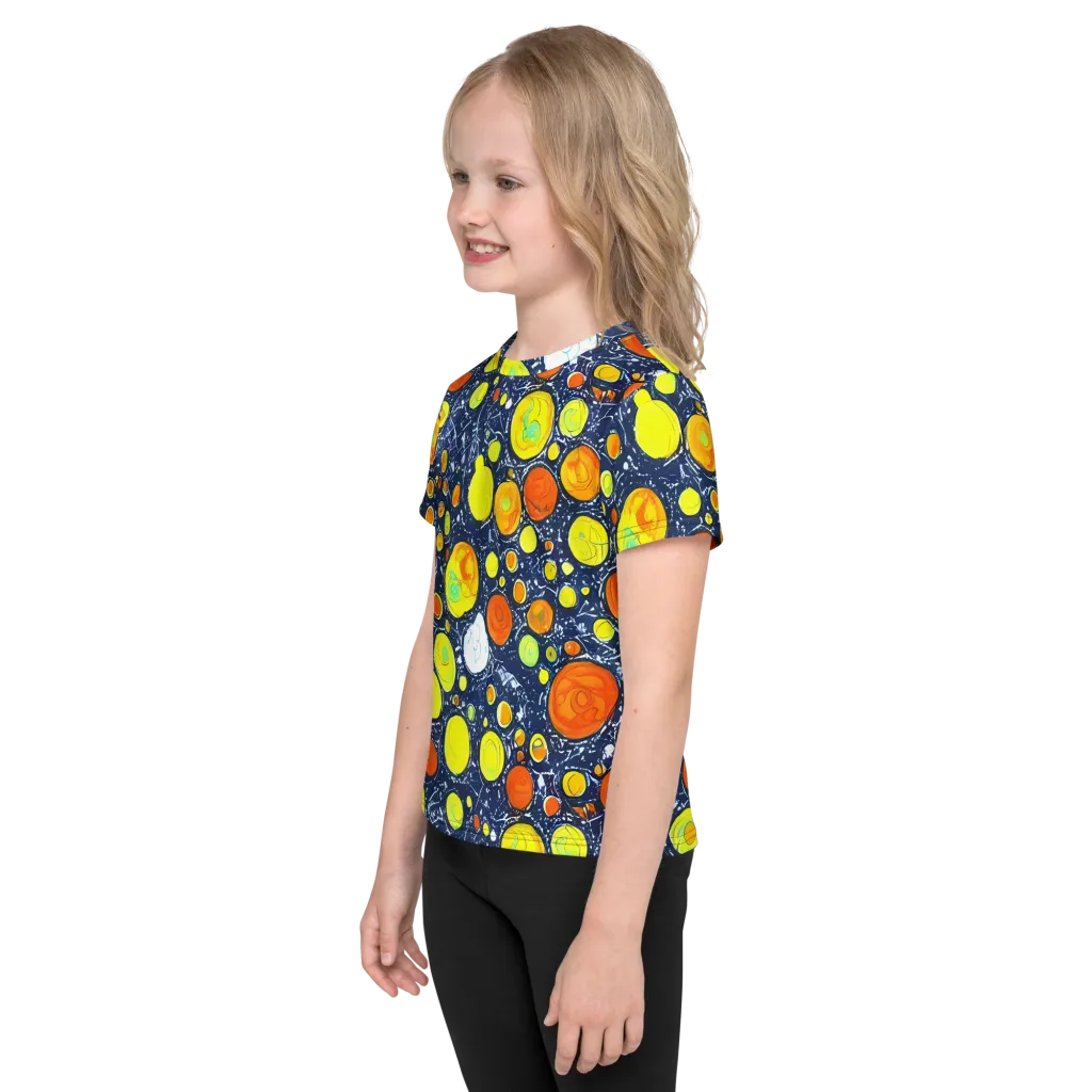 Citrus Cosmos on Kids Crew Neck T-Shirt — Left