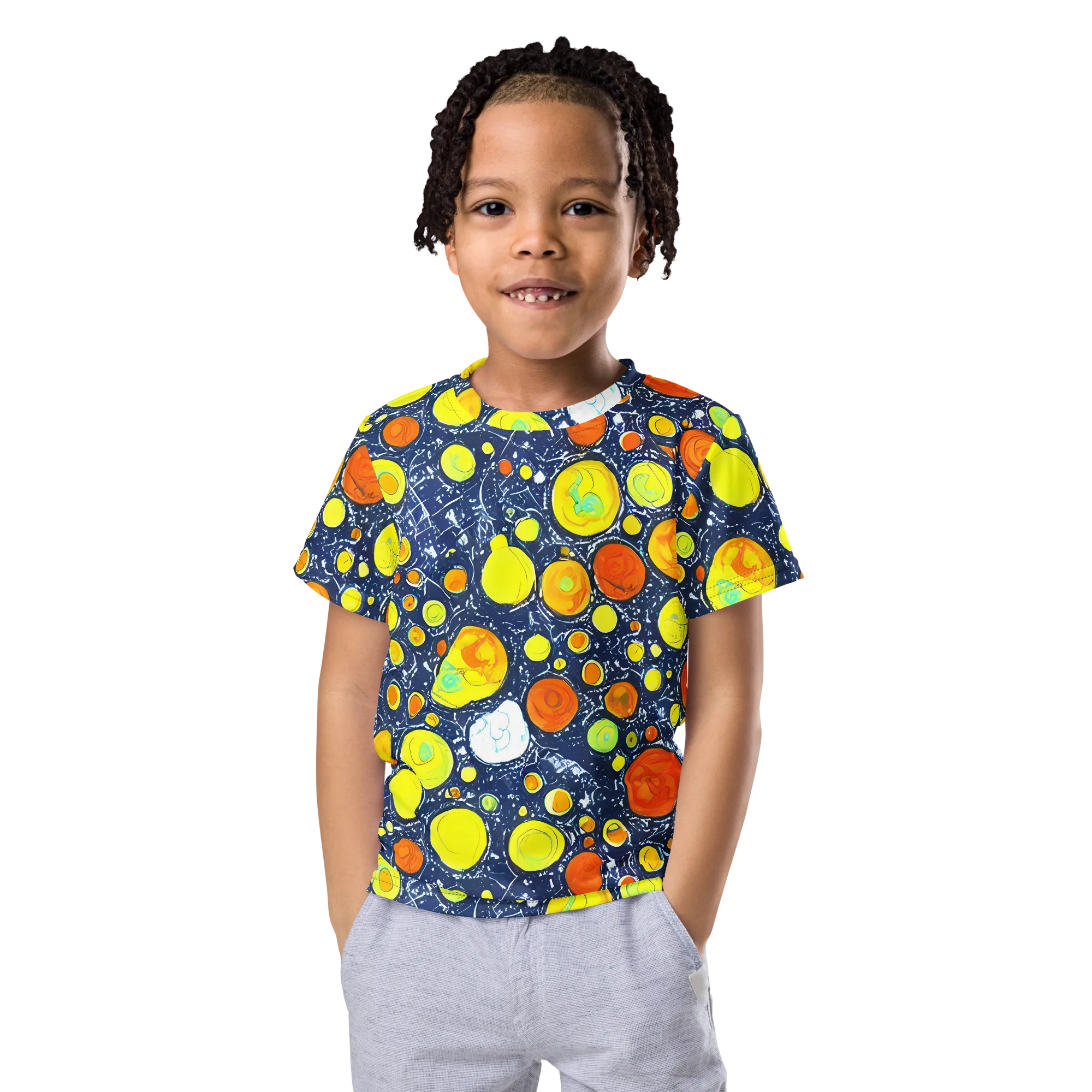 Citrus Cosmos on Kids Crew Neck T-Shirt — Front