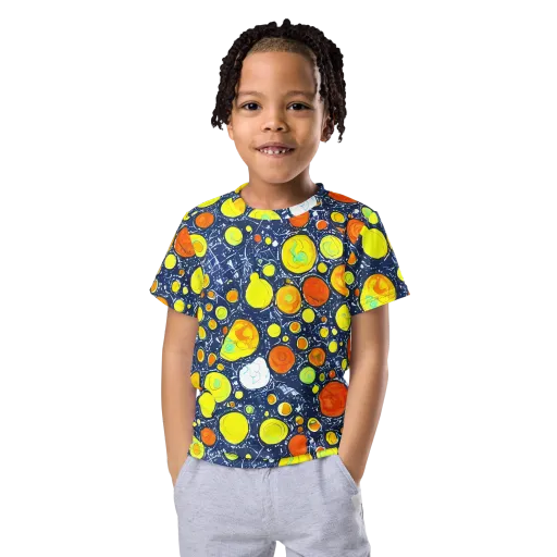 Citrus Cosmos on a Kids Crew Neck T-Shirt