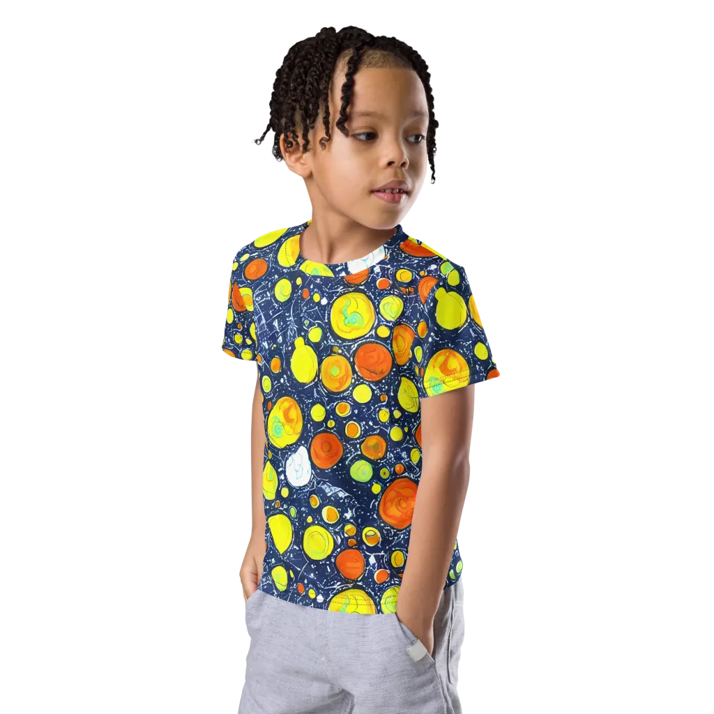 Citrus Cosmos on Kids Crew Neck T-Shirt — Left Front