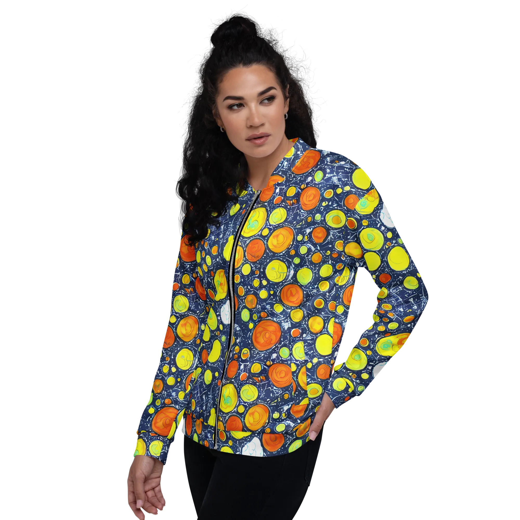 Citrus Cosmos on Bomber Jacket — Left