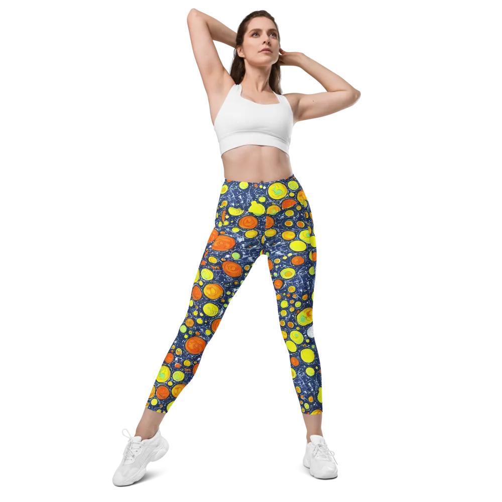 Citrus Cosmos on Leggings with Pockets — Front