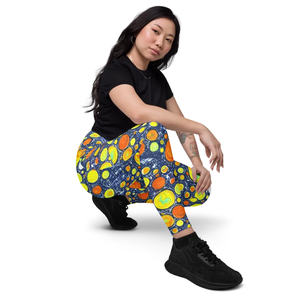 Citrus Cosmos on Leggings with Pockets — Right Front