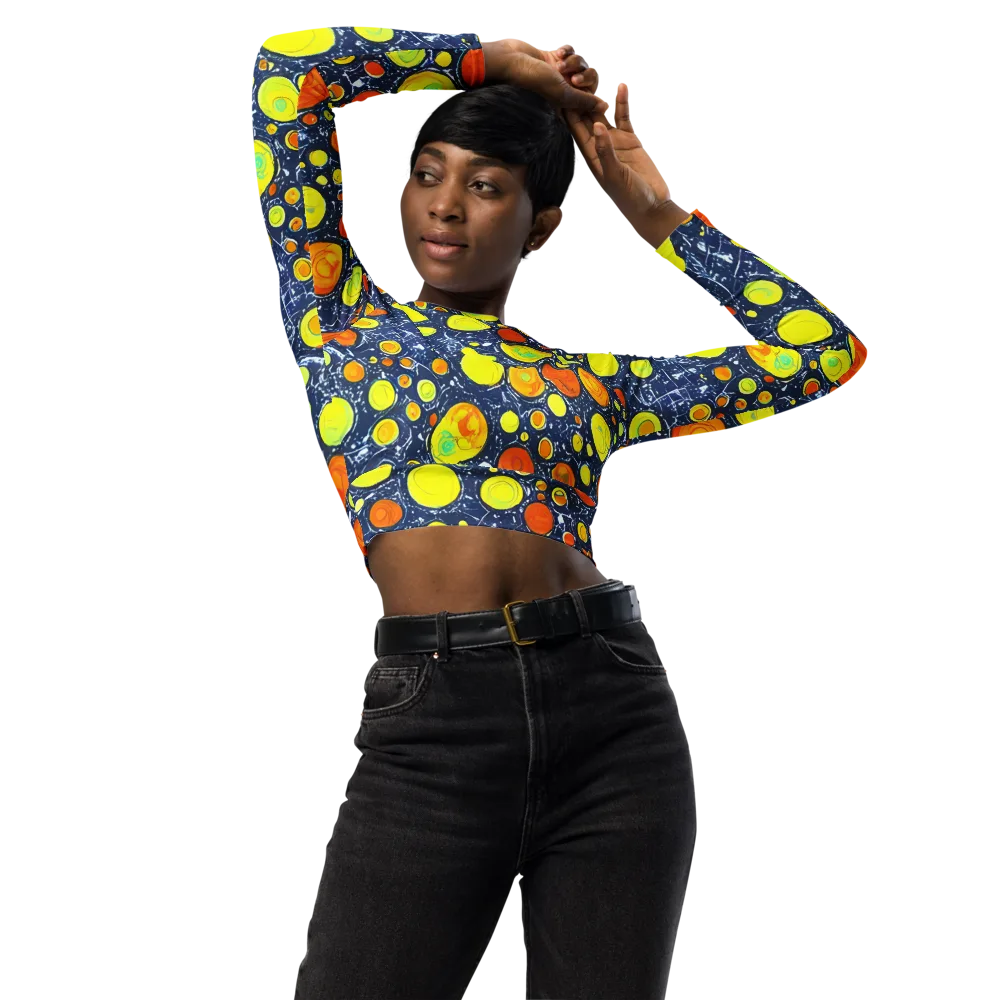 Citrus Cosmos on Long Sleeve Crop Top — Front